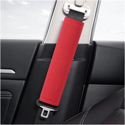 Gordelkussen - Veiligheid Schouderhoes - Comfortabel Rijden - Zachte Demping - 24 cm Lengte - Rood