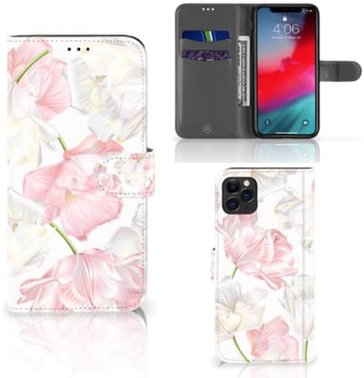 Book Case voor Apple iPhone 11 Pro Max Hoesje Lovely Flowers