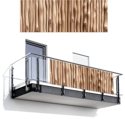 Balkonscherm 300x110 cm - Balkonposter Hout - Stam - Lichtbruin - Balkon scherm decoratie - Balkonschermen - Balkondoek zonnescherm
