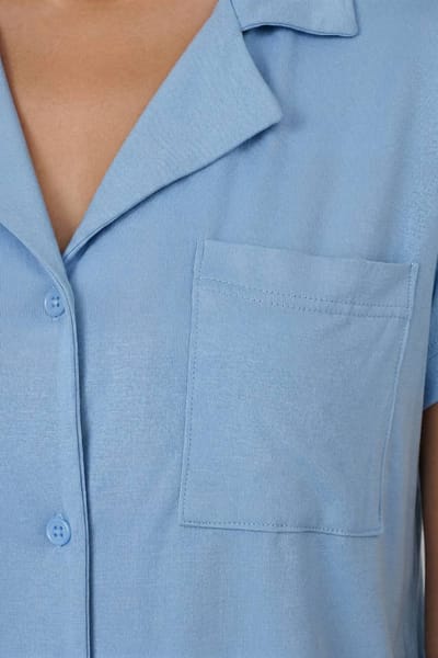 boohoo Dames Zachte Jersey Korte Mouw Shirt & Shorts Pyjama Set | Babyblauw | Maat: 34