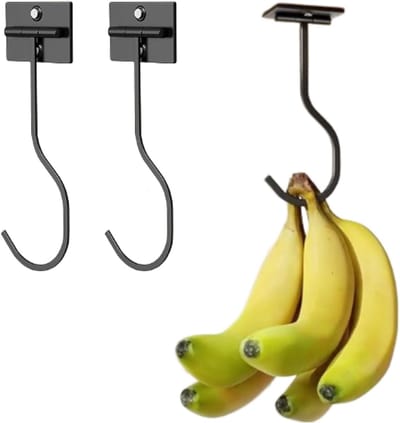 Famanu – Rvs bananenhouder – Stevige bananenstandaard met haak – Lichtgewicht en duurzaam ontwerp