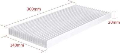 Led Aluminium Koellichaam - Koelradiator Aluminium - Led Lampen Koelen - 19 Vinnen Ontwerp - 300x140x20mm - Aluminiumkleurig