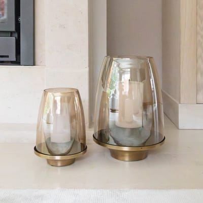 Atmooz - Kaarshouder Renzo - Set van 2 - Windlichten van Glas - Ø 18 cm & Ø 26,5 cm - Stijlvolle Tafeldecoratie voor Stompkaarsen