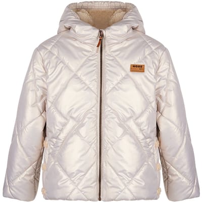 NONO - Button Hooded Short Winter Jacket beige - Beige - Maat 104