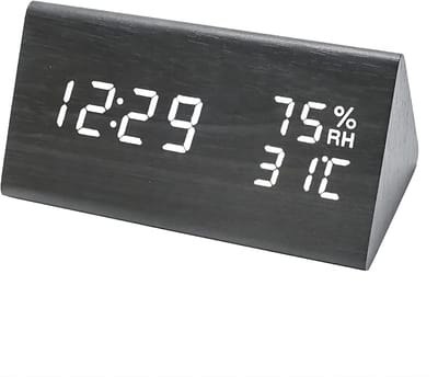 Digitale Wekker Hout met LED - Houten Wekker met Temperatuur en Vochtigheid - Digitale Klok voor Slaapkamer en Nachtkastje - Geluidsgestuurd