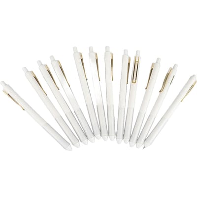 12 stuks Druk Gelpen 0.38MM Zwarte Inkt Fijne Punt Pen Intrekbare Balpen voor Studenten Kantoor white