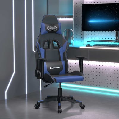 vidaXL - Gamestoel - kunstleer - zwart - en - blauw