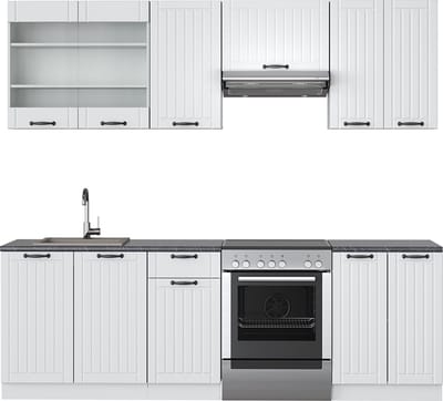 Vicco Fame-Line Complete keukeneenheid – 240 cm, WB Antraciet Wit landhuis/wit