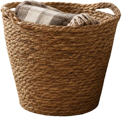 Atmosphera Opbergmand Bali - rond - zeegras - bruin - 31 x 29 cm - decoratief - met handgrepen