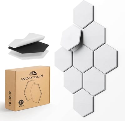 JGS Premium - Geluidsisolatie panelen voor muur en deuren | Zelfklevend | Akoestische panelen voor thuis, kantoor en opnamestudio | Geluidsisolatie en echo-absorptie | 12 stuks | 30x26x09cm | Geluidsreductie oplossing
