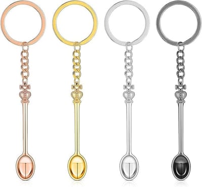 Thijox - 4 Stuks Mini Lepelhouders - Maatlepels, Monsterlepels, Laboratoriumspatels, Mini-Theelepelset, Kroonlepelhouder voor Keuken, Camping, Feest,