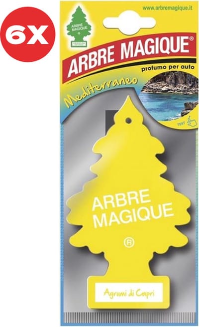6 stuks Citrusvrucht Arbre Magique Geurboom luchtverfrisser voor in de auto Agrumi Di Capri – Car Parfum – Geurboompje – Geurbooster – Wonderboom – Geurverfrisser – Nieuwe Auto – Autogeur – Autoparfum – Geurblad