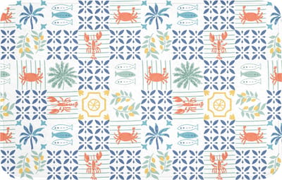 Badmat 80x50 cm - Antislip - Mozaïek - Zee - Patroon - Badmatten voor badkamer - Badkamermat - Douchemat - Badkamer mat