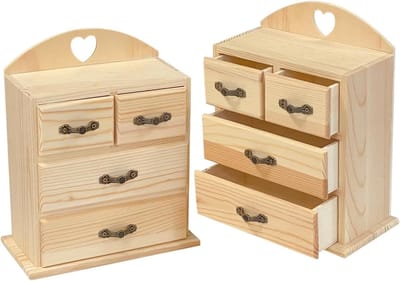 Houten Kistjes - Opbergdozen Mini-laden - Sieraden Hobby Ambachten - Set van 2 Stuks - 17x8.5x20 cm - Natuurlijk Hout