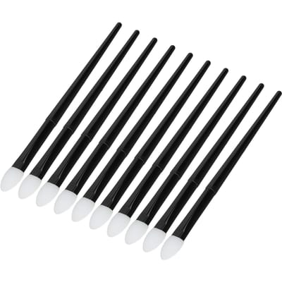 Lot de 10 pinceaux à paupières en silicone, souples, réutilisables et longue durée, applicateurs de paillettes, pinceaux à lèvres black