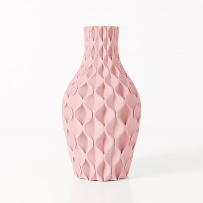 Fleuriek vaas VERA - Roze H30 cm - Luxe designvaas voor tafel of dressoir - Reliëfpatroon