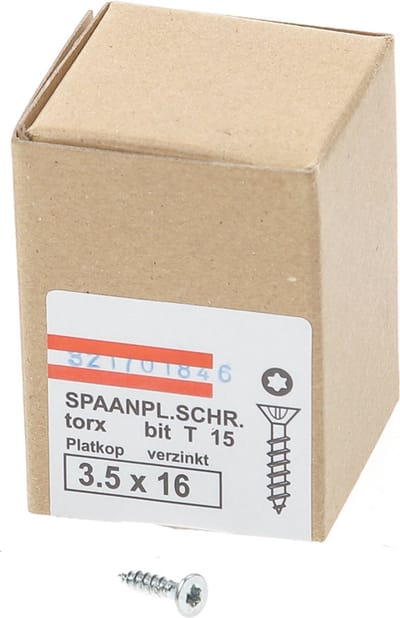 Hoenderdaal Spaanplaatschroef verzinkt platverzonken kop TX15 voldraad 3.5X16 (per 200 stuks)