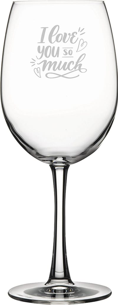 Gegraveerde Rode wijnglas 58cl I Love you so much - valentijnsdag - valentijn
