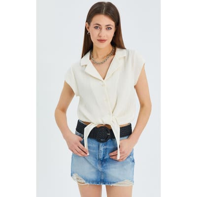 Crop Shirt met Strikdetail