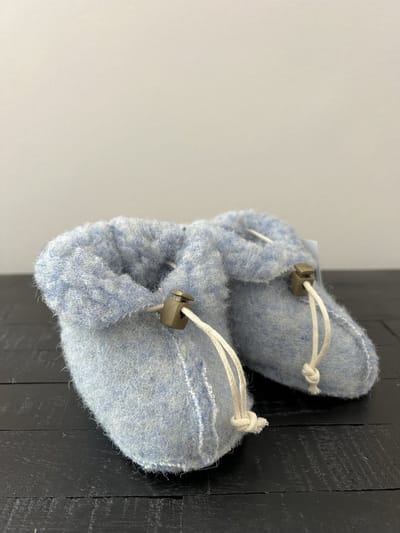 Noordiq - Merino Wollen Babysloffen - Blauw - Maat S / 0-6 maanden