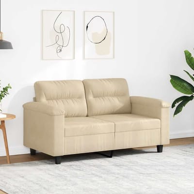 vidaXL - Tweezitsbank - 120 - cm - microvezelstof - crème