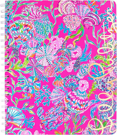 Groot spiraalnotebook met harde kaft, College Lijn, Roze Schelpdesign