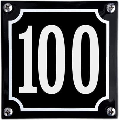 Zwart emaille huisnummer  - 100