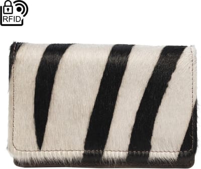Lederen Dames Portemonnee Lichtbruin Klein RFID Met Dierenprint – Dames Portemonnee Klein Leer Met Vacht