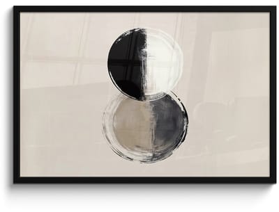 Poster in lijst - Fotolijst 90x60 cm - Posters - Cirkels - Strepen - Minimalistisch - Zwart - Posterlijst zwart - Decoratie - Wanddecoratie woonkamer - Muurdecoratie slaapkamer