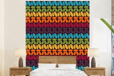 Behang - Fotobehang Haakpatronen - Retro - Regenboog - Breedte 225 cm x hoogte 280 cm