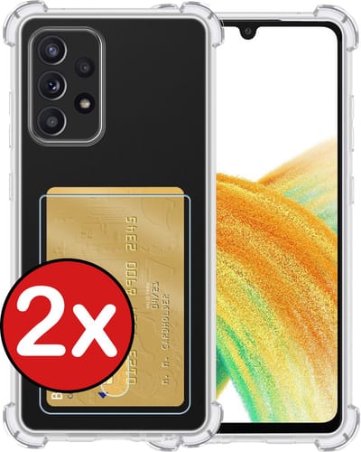 Hoesje - 2 Stuks - Geschikt voor Samsung Galaxy A33 - Met Pashouder en Kaarthouder - Telefoon Hoes Shockproof - Back Cover - Siliconen Case - Shock Proof - Pasjes Houder - Telefoonhoes - Transparant