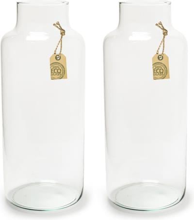 Jodeco bloemenvazen - 2 stuks - Eco glas transparant - H35 x D14,5 cm