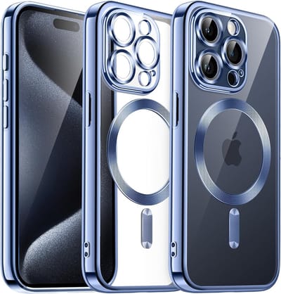 Hoesje Geschikt voor iphone 15 pro Hoesje - Geschikt voor MagSafe - Arara siliconen Backcover - Blauw