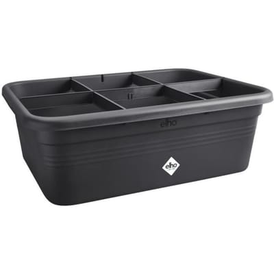 Elho Green Basics Grow Garden l - Grote Kweekbak - Moestuinbak met vakverdelers - 100% Gerecycled Plastic - 76.3 x 57.4 x 26.8 cm - Living black