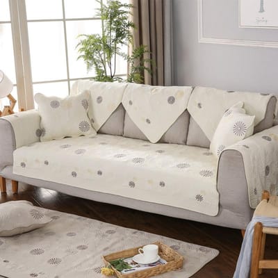 Dubbelzijdig Gewatteerd Geborduurd Sofakussen Katoen Gewassen Sofa Handdoek Hoes voor Vier Seizoenen 70*70