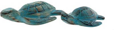 Houten schildpad Doenja lichtblauw groot S