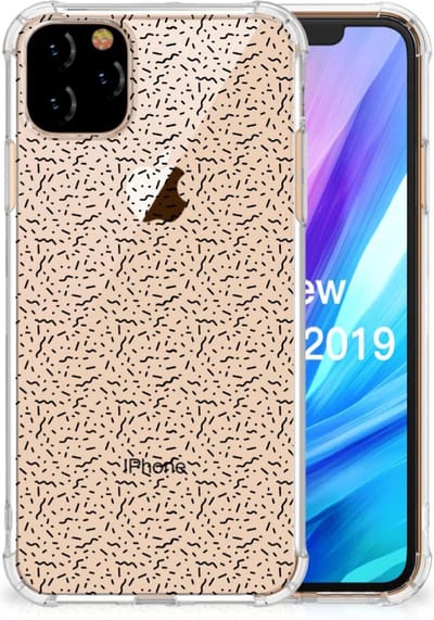 TPU Case Anti-Shock voor Apple iPhone 11 Pro Max Doorzichtige Silicone Hoesje Stripes Dots