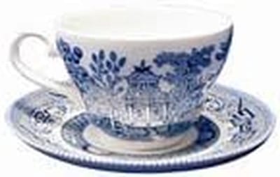 Theekopje en Schotel - Kop en Schotel - Thee Drinken - Gemaakt in Engeland - 6 stuks - Blauw