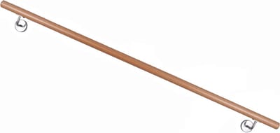 Trapleuning Beuken - Houten Handgreep - Veilig Lopen - Roestvrij Staal Houder - Keuze 0 50-4 00m - Bruin Zilver