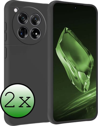 Hoesje 2 Stuks - Geschikt voor OnePlus 12 - Sterk & Shockproof - Case Siliconen - Back Cover - Telefoon Hoes - Zwart