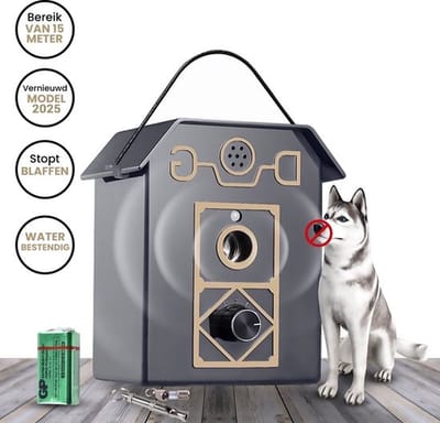 LotaHome - Anti Blaf Apparaat - Luxe Hondentrainer - Diervriendelijk - Zonder schok - Waterbestendig - Anti blafband voor alle honden - Instelbare Ultrasone Niveauregeling - 4 standen - Inclusief Hondenfluit, 9V Batterij en Bevestigingsmateriaal
