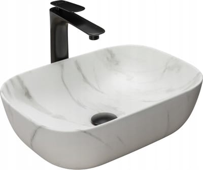 Rea Belinda Marble Marble Mat Opzetwastafel Steen Imitatie 46,5x33,5 cm