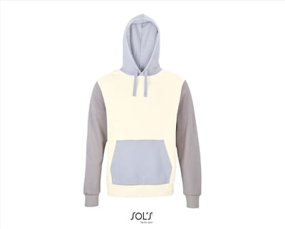 SOL'S Unisex Collins Hooded Sweatshirt L03818 - Natural/Creamy Blue/Light Grey (Solid) - L