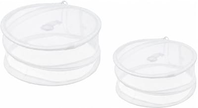 Cepewa Vliegenkap/voedselkap - wit - 2x stuks - D29 en D23 cm - opvouwbaar - voedselafdekking