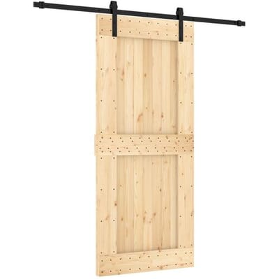 vidaXL - Schuifdeur - 90 - x - 210 - cm - Massief - Pine - Hout - (Onbehandeld)