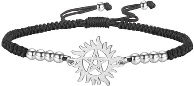 Pentagram Zon Armband voor Vrouwen en Mannen Roestvrij Staal Hol van Supernatural Dubbele Touw Armband Charms Armband Wicca Sieraden Geschenken