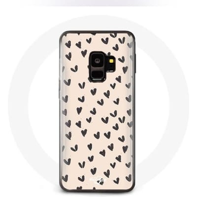 Coque pour Samsung Galaxy S9 plus Fond de texture abstraite coeurs noirs