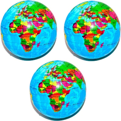 Concorde stressbal - 5x - wereldbol - foam - 6 cm - antistress