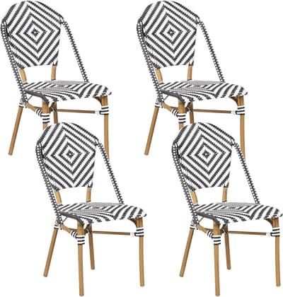RIFREDDO - Tuinstoel set van 4 - Zwart - PE rotan