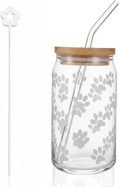 Stijlvolle glazen mokken met deksel en rietjes, 16 ounce, perfect voor koffie, thee en smoothies, ideaal als cadeau voor vrouwen en vrienden